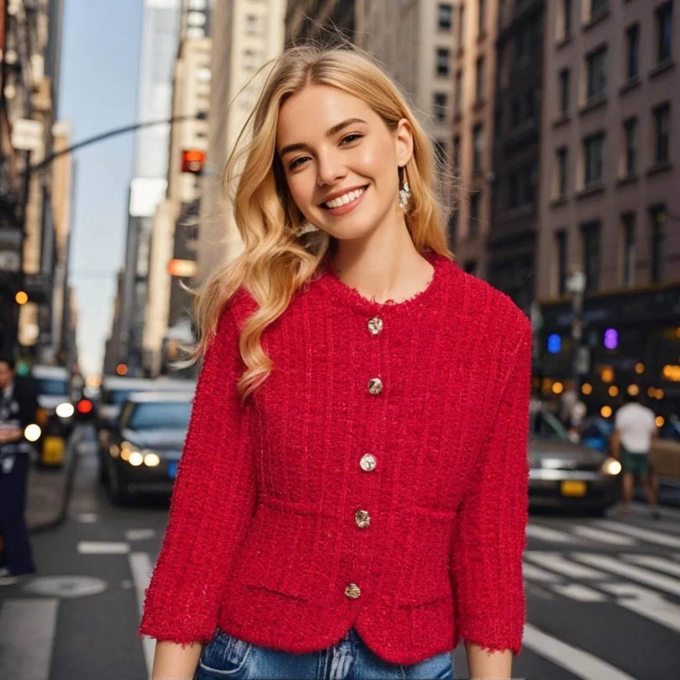 2025 Myst&Za Summer New Red Knitted Cardigan Round Neck French Sleeve Buckle Short Coat Top
2025 Myst&Za Summer New Red Knitted Cardigan Round Neck French Sleeve Buckle Short Coat Top