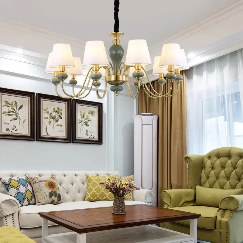 American country pure Copper living room chandelier simple luxury ceramic lamp bedroom dining room room lamp
American country pure Copper living room chandelier simple luxury ceramic lamp bedroom dining room room lamp