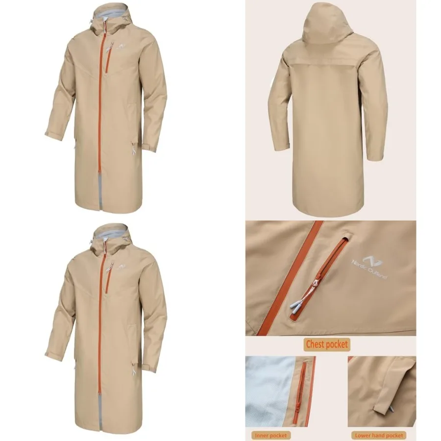 NORDIC OUTLAND Rain Jacket Men, Waterproof Breathable Long Raincoat with Hood Mesh Lining, Windbreaker for outdoor activities
NORDIC OUTLAND Rain Jacket Men, Waterproof Breathable Long Raincoat with Hood Mesh Lining, Windbreaker for outdoor activities