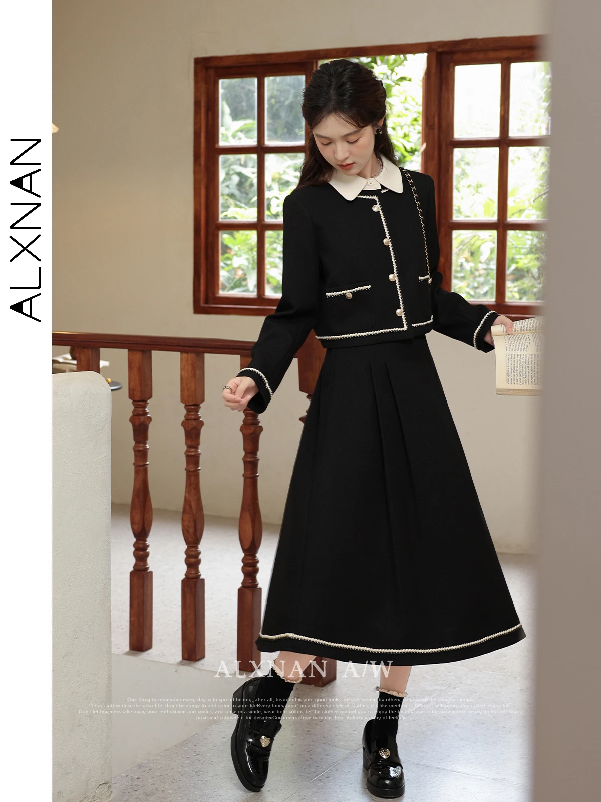 ALXNAN Black Long Skirts Women Autumn Elegant A-line Midi Skirt 2025 Fashion Loose-fit Casual Office Lady Clothes LXN32051BSQ 
ALXNAN Black Long Skirts Women Autumn Elegant A-line Midi Skirt 2025 Fashion Loose-fit Casual Office Lady Clothes LXN32051BSQ