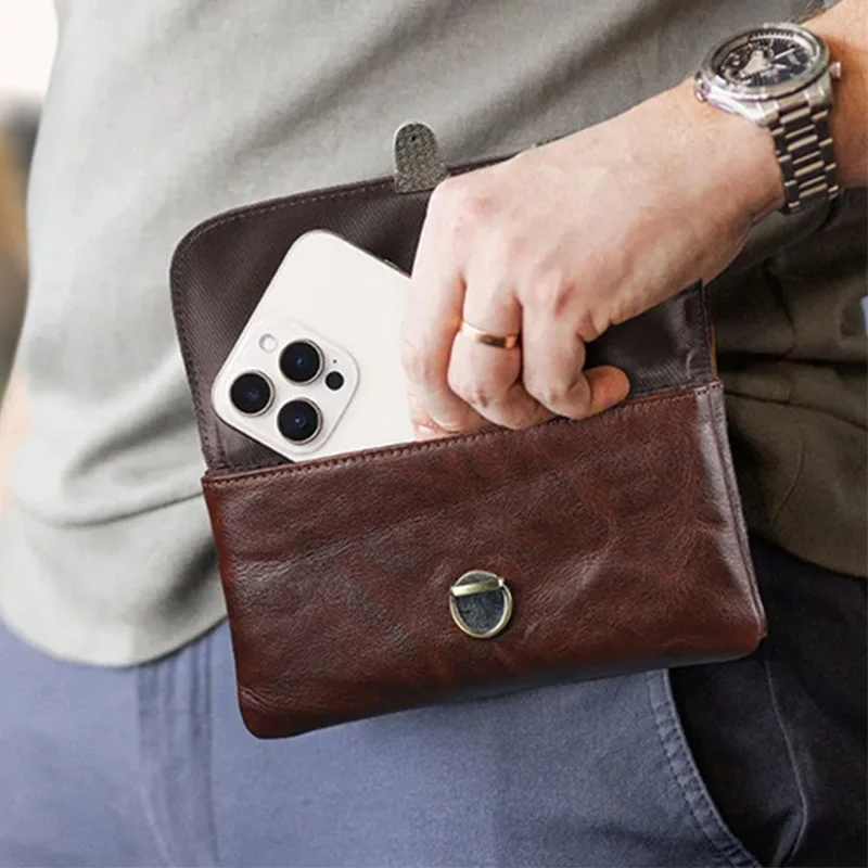 Men's Belt Clip Phone Holster with Snap Closure Vintage Brown Cowhide Genuine Leather Phone Waist Pouch Bag
Men's Belt Clip Phone Holster with Snap Closure Vintage Brown Cowhide Genuine Leather Phone Waist Pouch Bag