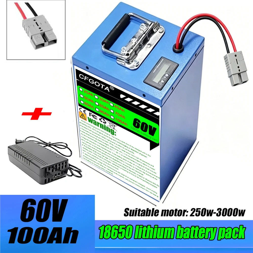 Air fast transportation New Full Capacity Power 18650 Lithium Battery 60V 20Ah-100Ah Lithium Battery Pack Suitable for 250-3000W
Air fast transportation New Full Capacity Power 18650 Lithium Battery 60V 20Ah-100Ah Lithium Battery Pack Suitable for 250-3000W