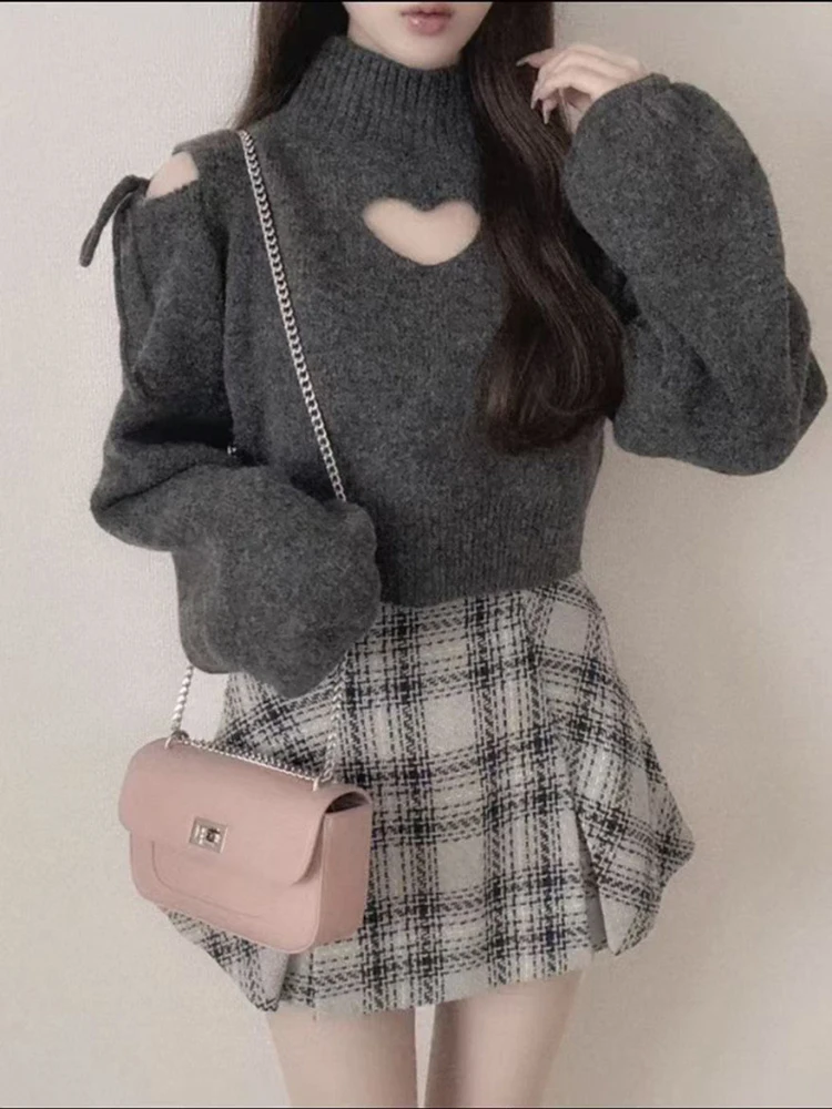 Autumn Winter High Neck Short Sleeve Long Sleeve Heart Shaped Knitted Sweater Women's Slim Fit Color Warmth Emitting Top
Autumn Winter High Neck Short Sleeve Long Sleeve Heart Shaped Knitted Sweater Women's Slim Fit Color Warmth Emitting Top