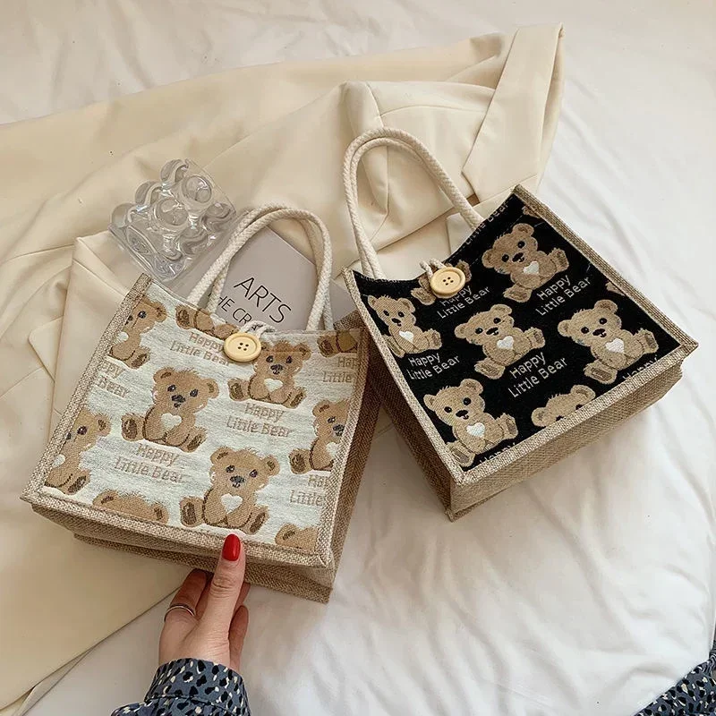 Cartoon Bear Pattern Large Capacity Cotton Handbag Food Storage Tote Bag Functional Portable Travel Picnic Outdoor Lonchera
Cartoon Bear Pattern Large Capacity Cotton Handbag Food Storage Tote Bag Functional Portable Travel Picnic Outdoor Lonchera
