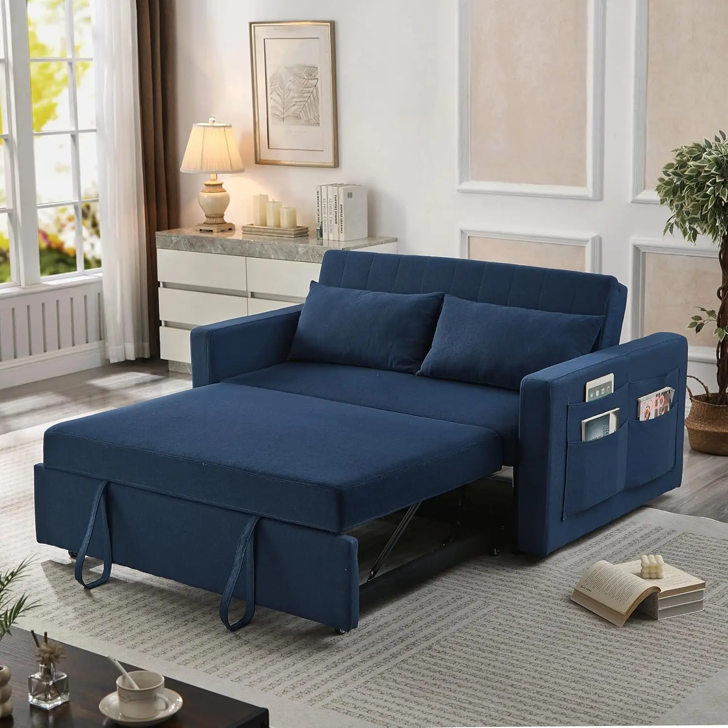 55.5" Fabric Convertible Sofa Bed, Pull Out Sleeper Sofa Bed, Loveseat Couch with Side Pocket, 3 in 1 Convertible Sleeper Sofa B
55.5" Fabric Convertible Sofa Bed, Pull Out Sleeper Sofa Bed, Loveseat Couch with Side Pocket, 3 in 1 Convertible Sleeper Sofa B