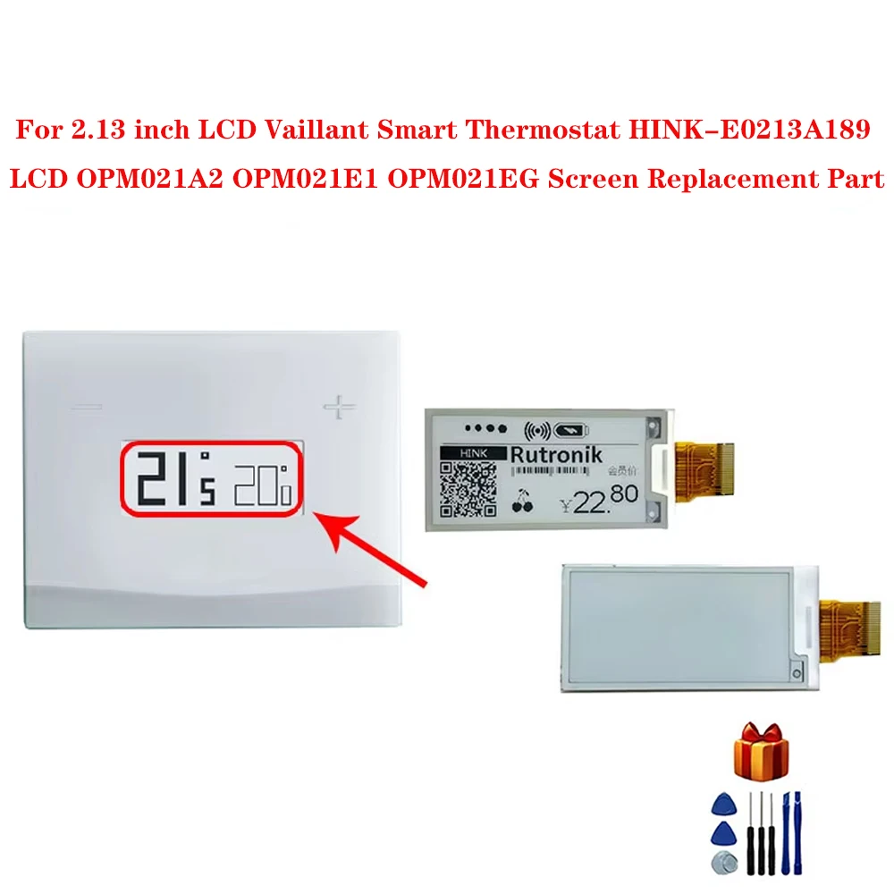 ЖК-дисплей 2,13 дюйма Vaillant Smart термостат HINK-E0213A189 LCD OPM021A2 OPM021E1 OPM021EG экран Запасная часть
ЖК-дисплей 2,13 дюйма Vaillant Smart термостат HINK-E0213A189 LCD OPM021A2 OPM021E1 OPM021EG экран Запасная часть