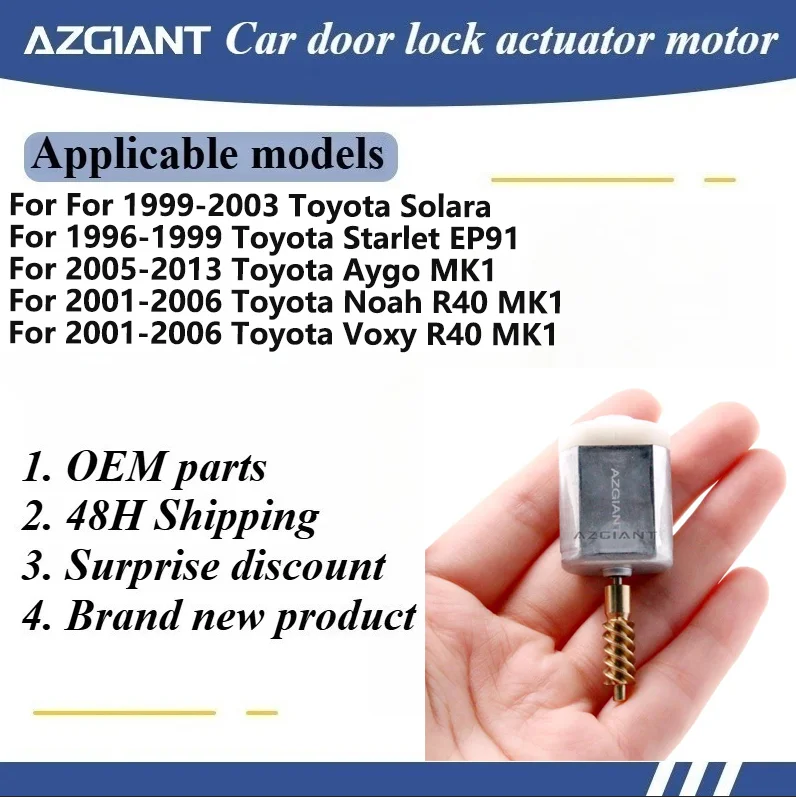 AZGIANT FC-280PC-20150 Car door lock motor for Toyota Solara/Starlet EP91/Allion T240/245/Aygo MK1/Noah R40 MK1 Miniature DIY
AZGIANT FC-280PC-20150 Car door lock motor for Toyota Solara/Starlet EP91/Allion T240/245/Aygo MK1/Noah R40 MK1 Miniature DIY