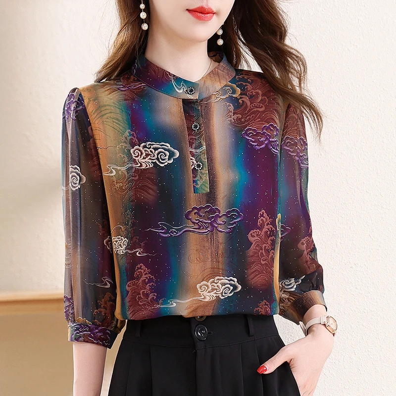 Elegant Fashion Silk Chiffon Blouse 3/4 Sleeve Printed Office Lady Shirt 2025 Summer Women Tops
Elegant Fashion Silk Chiffon Blouse 3/4 Sleeve Printed Office Lady Shirt 2025 Summer Women Tops