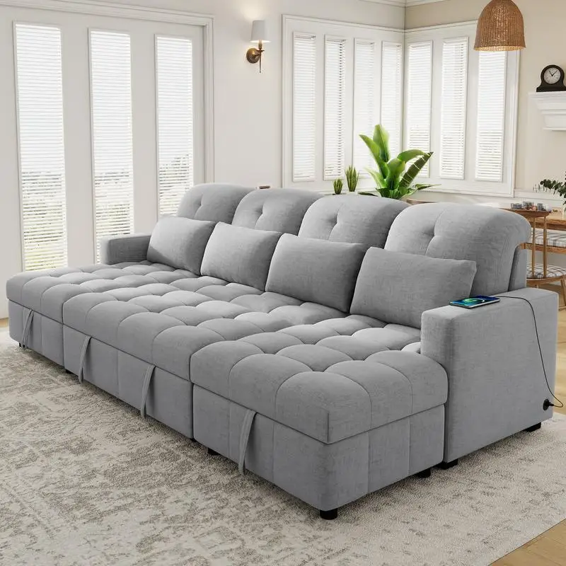 Oversized U-Shaped Sectional Sofa, Pull-Out Sofa Bed with Double Storage Chaise Lounges & 2 USB Ports, Grey for Living Room
Oversized U-Shaped Sectional Sofa, Pull-Out Sofa Bed with Double Storage Chaise Lounges & 2 USB Ports, Grey for Living Room