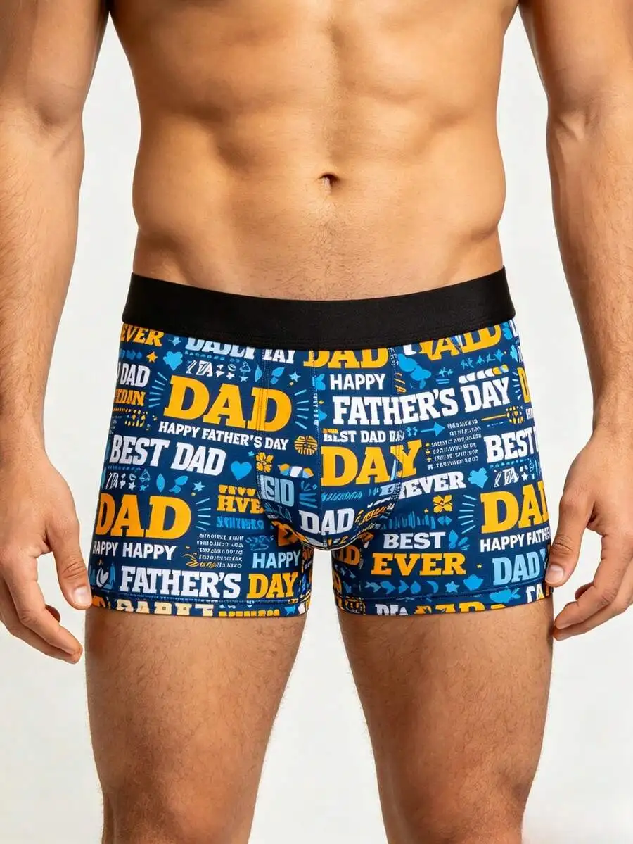 Mens Fathers Day Boxer Briefs With Happy Dad Print Blue Cotton Blend
Mens Fathers Day Boxer Briefs With Happy Dad Print Blue Cotton Blend