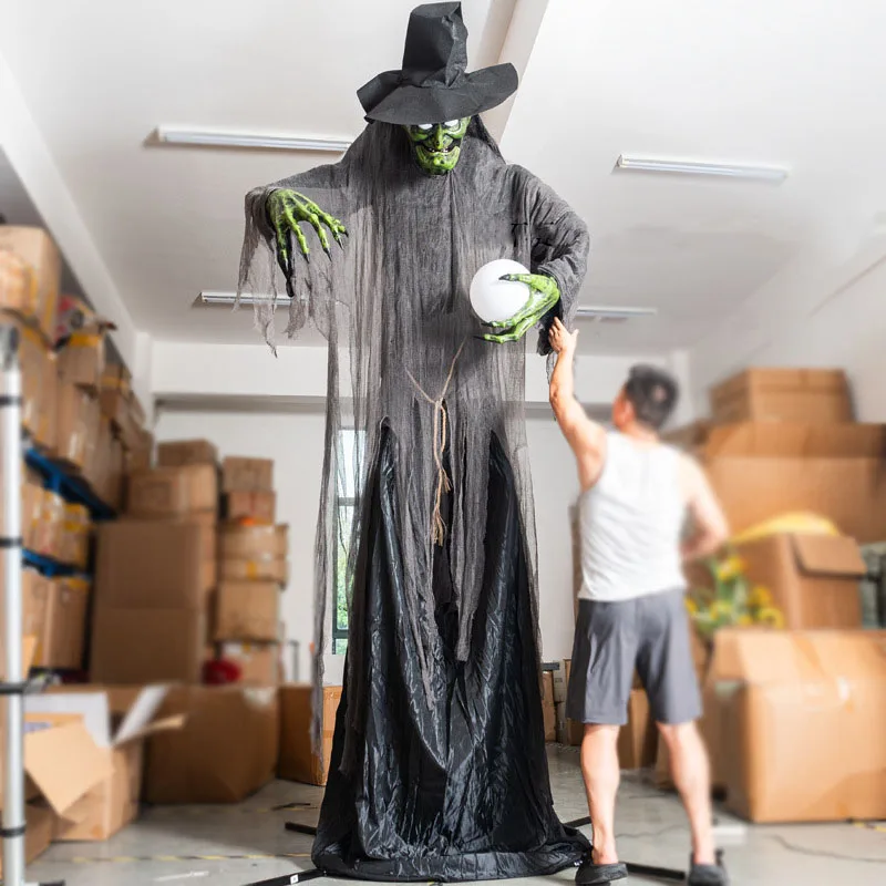 Halloween luminous witch decoration animation park 3.2 meters large outdoor electric induction atmosphere decoration props 
Halloween luminous witch decoration animation park 3.2 meters large outdoor electric induction atmosphere decoration props