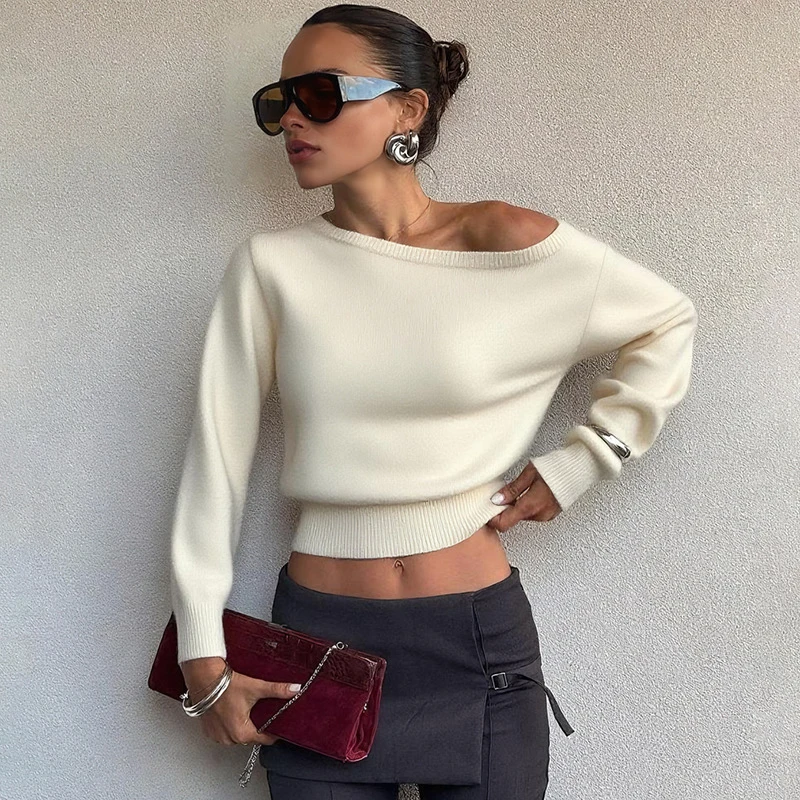 Tornova Slanted Neck Long Sleeve Knit Sweater For Women Sexy Slim Navel Expose Top Pullover Fashion Hot Girl Knitted Top Casual
Tornova Slanted Neck Long Sleeve Knit Sweater For Women Sexy Slim Navel Expose Top Pullover Fashion Hot Girl Knitted Top Casual