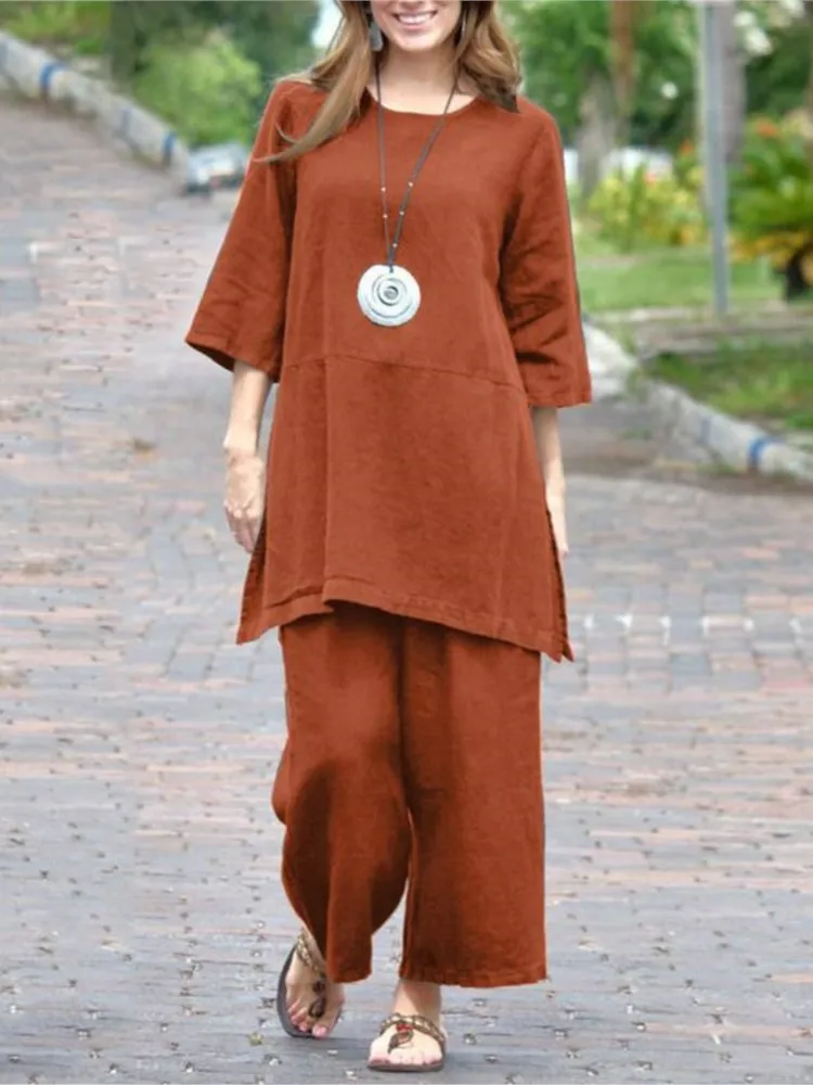 Women's Solid Retro Pants Set Cotton Linen Casual Long Sleeve Loose Set New Summer Fashion Elegant Office Holiday Sets Outfits
Women's Solid Retro Pants Set Cotton Linen Casual Long Sleeve Loose Set New Summer Fashion Elegant Office Holiday Sets Outfits