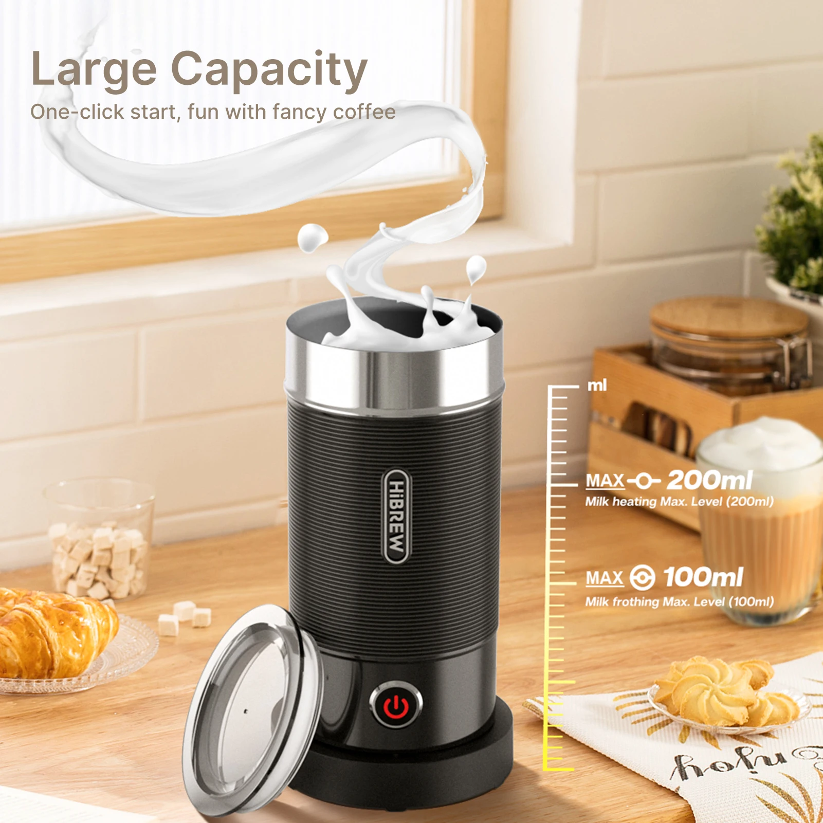 Electric Milk Frother One Click Operation Cold and Heating Brew Auto Shut Off Anti-scald and Non Stick Whisk Frother
Electric Milk Frother One Click Operation Cold and Heating Brew Auto Shut Off Anti-scald and Non Stick Whisk Frother