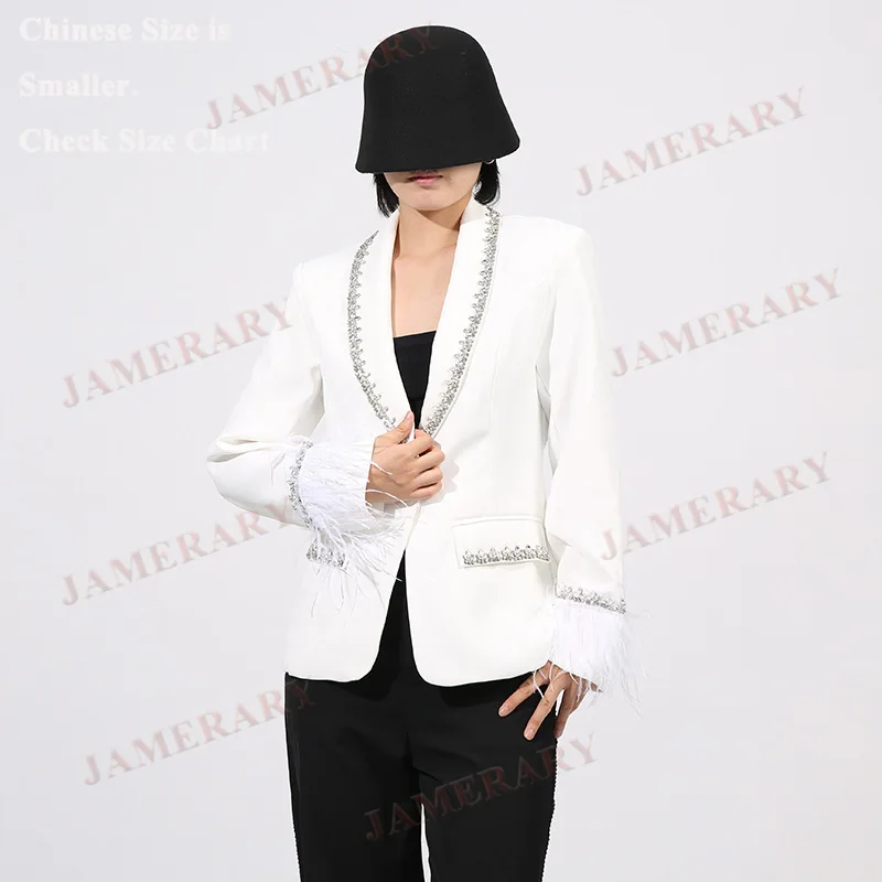 Quality Brand Designer Autumn Diamonds Blazers Women White Coats Formal Occasion Office Lady Tops Crystal Clothing
Quality Brand Designer Autumn Diamonds Blazers Women White Coats Formal Occasion Office Lady Tops Crystal Clothing