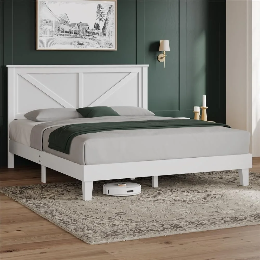 Wood Bed, Rubber Wood Platform Bed Frame with Headboard/Wood Slats, Farmhouse Style, No Box Spring Needed, Mattress Fo
Wood Bed, Rubber Wood Platform Bed Frame with Headboard/Wood Slats, Farmhouse Style, No Box Spring Needed, Mattress Fo