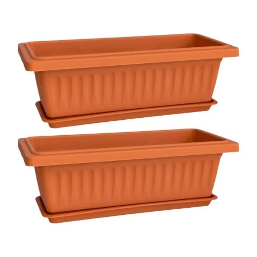 19 Inch Rectangular Plastic Planters with Drainage and Matching Trays Set of 2 Window Box Flower Pots for Indoor Outdoor Use
19 Inch Rectangular Plastic Planters with Drainage and Matching Trays Set of 2 Window Box Flower Pots for Indoor Outdoor Use