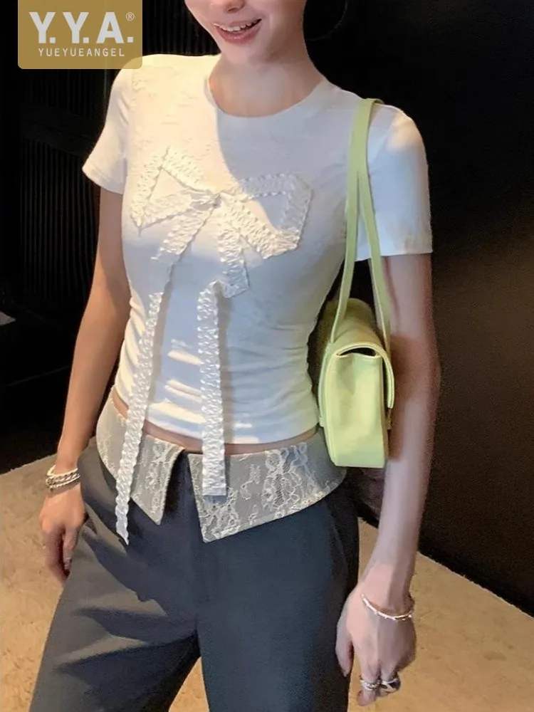 Women New Summer Comfortable O Neck Short Sleeve Lace Bowknot Slim Fit T-Shirt Casual Streetwear Tees Tops Pullover Tee T-Shirts
Women New Summer Comfortable O Neck Short Sleeve Lace Bowknot Slim Fit T-Shirt Casual Streetwear Tees Tops Pullover Tee T-Shirts