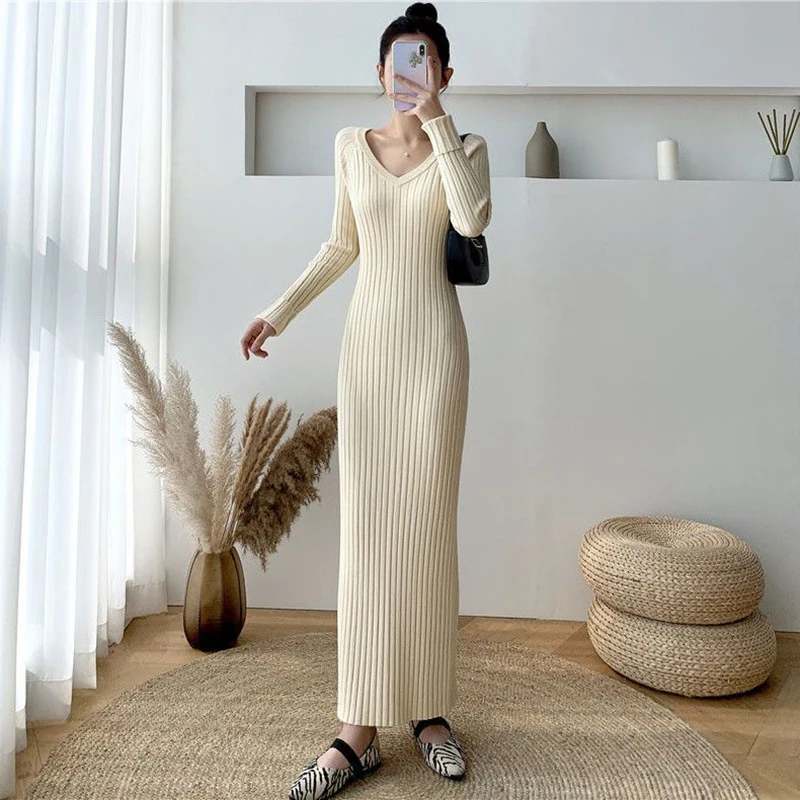 Female V-neck Slim Sexy Hip Wrap Dresses 2023 Autumn Winter Bodycon Casual Fashion Sweater Dresses Women's Pullover Long Dresses
Female V-neck Slim Sexy Hip Wrap Dresses 2023 Autumn Winter Bodycon Casual Fashion Sweater Dresses Women's Pullover Long Dresses