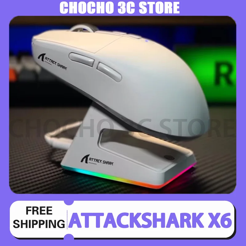 Беспроводная игровая мышь Attack Shark X6, 3-режимная Bluetooth мышь Paw3395, легкая с зарядной док-станцией, Rgb-сенсором, геймерские мыши для киберспорта
Беспроводная игровая мышь Attack Shark X6, 3-режимная Bluetooth мышь Paw3395, легкая с зарядной док-станцией, Rgb-сенсором, геймерские мыши для киберспорта