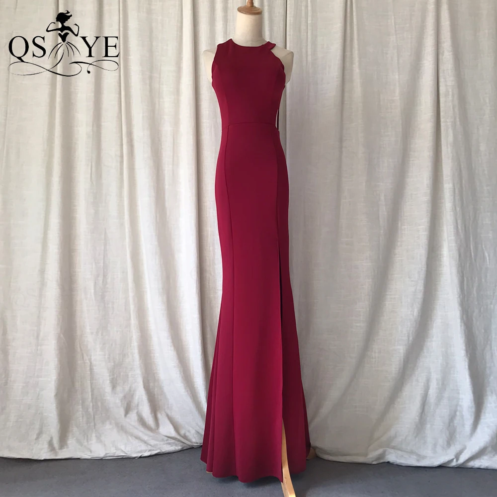 Simple Burgundy Evening Dresses Stretchy Long Party Halter Neck Formal Gown Hollow out Waist Split Women Prom Dress Sleeveless
Simple Burgundy Evening Dresses Stretchy Long Party Halter Neck Formal Gown Hollow out Waist Split Women Prom Dress Sleeveless