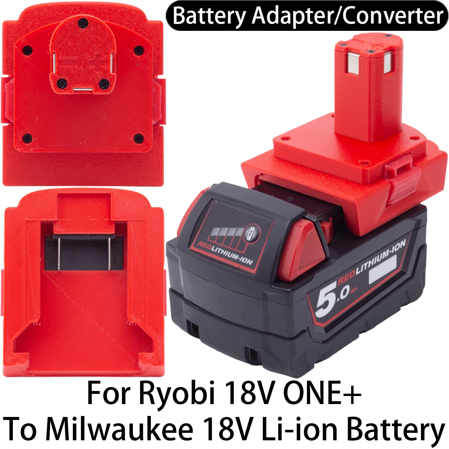 Battery Adapter for Ryobi 18V ONE+ Li-ion tools to Milwaukee 18V Li-ion Battery Adapter Converter Power Tool Accessory
Battery Adapter for Ryobi 18V ONE+ Li-ion tools to Milwaukee 18V Li-ion Battery Adapter Converter Power Tool Accessory