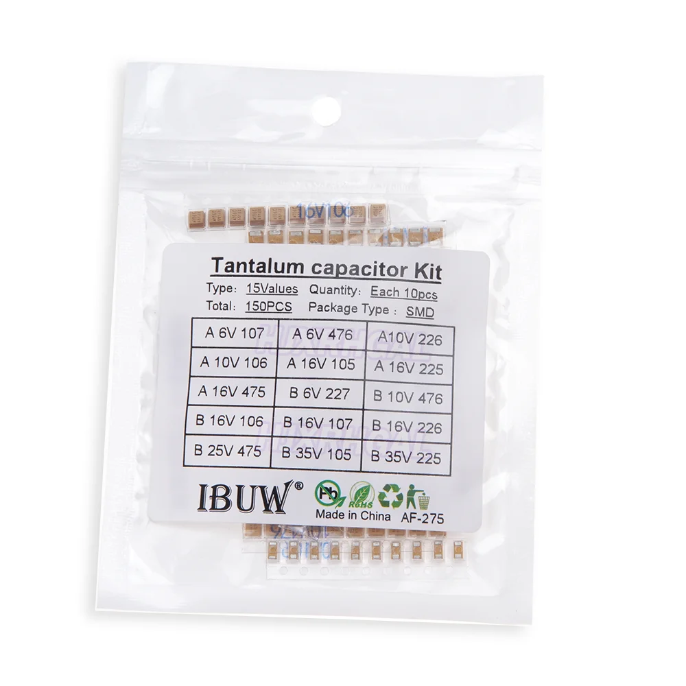 15Values SMD Tantalum capacitor assortment kit 1uf-220uf A/B Case Tantalum capacitor set 1UF 2.2UF 4.7UF 10UF 47UF capacitors
15Values SMD Tantalum capacitor assortment kit 1uf-220uf A/B Case Tantalum capacitor set 1UF 2.2UF 4.7UF 10UF 47UF capacitors
