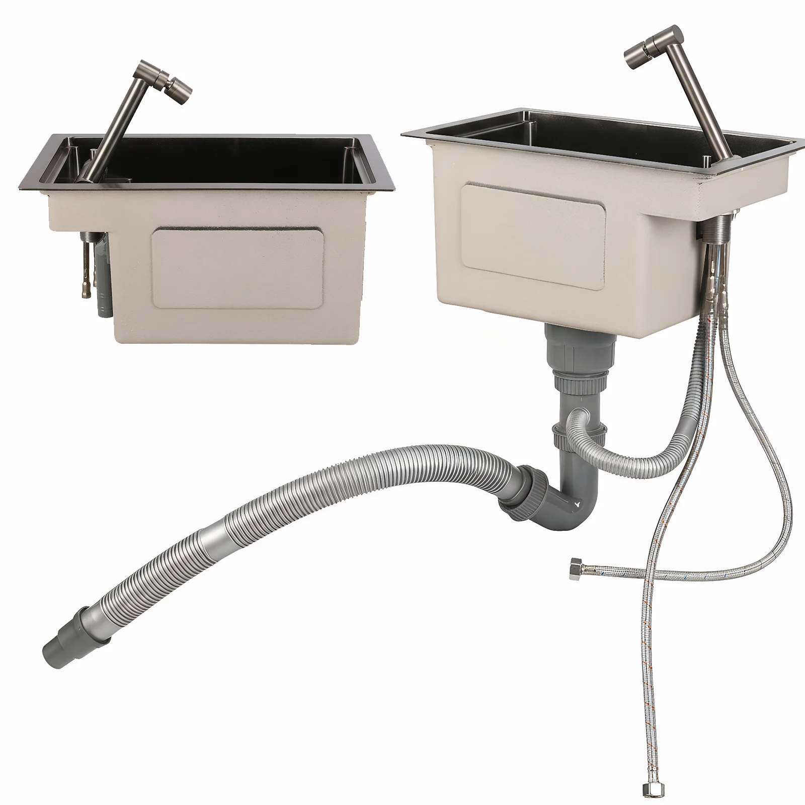 16.9 X 9.8 X 8.7 Inch Workstation Sink Undermount RV Kitchen Sink with Faucet 304 Stainless Steel for Outdoor Camper Prep Use
16.9 X 9.8 X 8.7 Inch Workstation Sink Undermount RV Kitchen Sink with Faucet 304 Stainless Steel for Outdoor Camper Prep Use