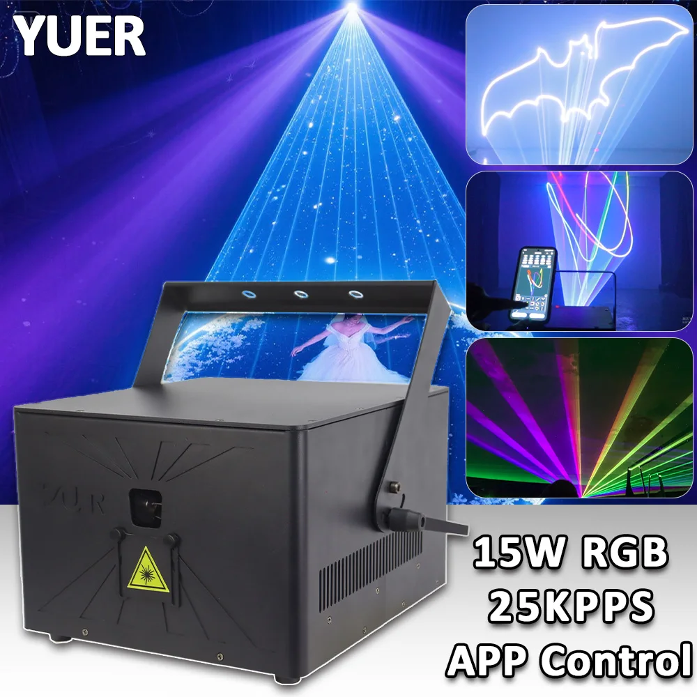 YUER RGB 15 Вт лазерный светлый сканер анимационный эффект приложение Bluetooth управление для свадьбы, рождественской вечеринки, Dj, дискотека, сценическое освещение
YUER RGB 15 Вт лазерный светлый сканер анимационный эффект приложение Bluetooth управление для свадьбы, рождественской вечеринки, Dj, дискотека, сценическое освещение