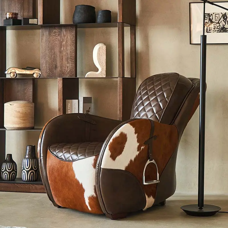 Living room sofa chair with pedal single leisure chair milk cowhide saddle chair
Living room sofa chair with pedal single leisure chair milk cowhide saddle chair