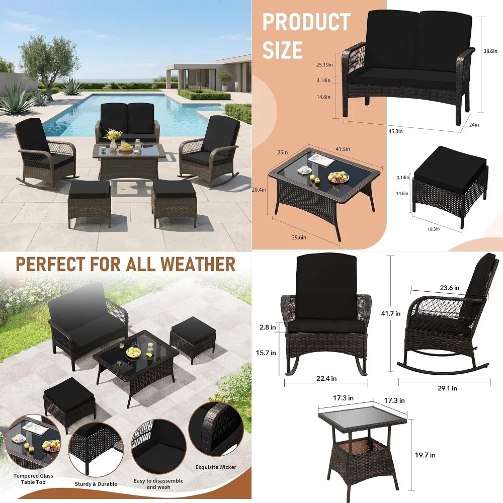 Patio Furniture Set Outdoor Rattan Chair Wicker Sofa Garden Conversation Bistro Sets w Loveseat for Yard,Pool or Backyard 7PC2
Patio Furniture Set Outdoor Rattan Chair Wicker Sofa Garden Conversation Bistro Sets w Loveseat for Yard,Pool or Backyard 7PC2