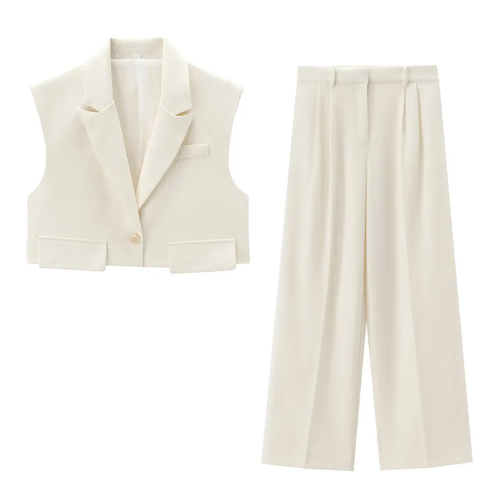 Autumn 2024 New Women's Fashion, Leisure, Slim, Joker, Slim, Simple Flap Short Vest & High Waist Pleated Wide Leg Pants
Autumn 2024 New Women's Fashion, Leisure, Slim, Joker, Slim, Simple Flap Short Vest & High Waist Pleated Wide Leg Pants