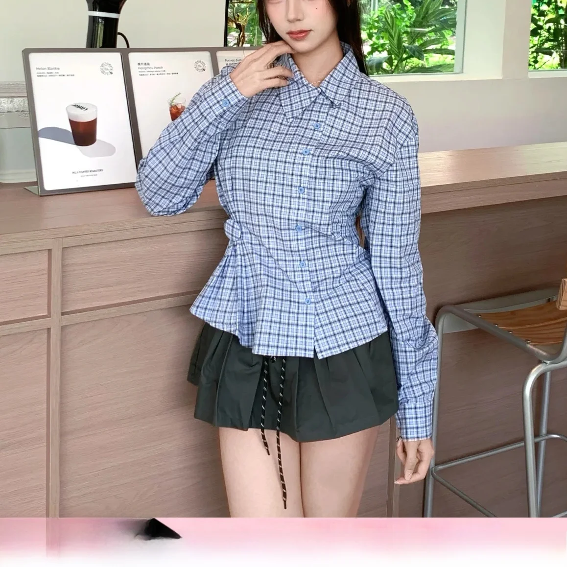 Blue Plaid Shirt And Skirt Set Original Design Asymmetrical Collar Waist Cinching Long Sleeve Floral Bloom Skirt Casual Style...
Blue Plaid Shirt And Skirt Set Original Design Asymmetrical Collar Waist Cinching Long Sleeve Floral Bloom Skirt Casual Style...