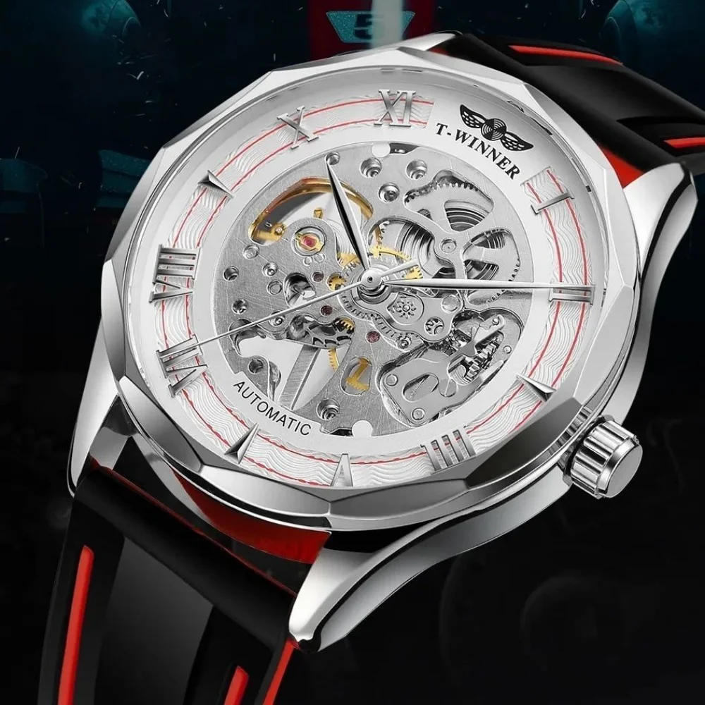 Trendy Men's Hollow Mechanical Watch with Waterproof Roman Numerals, Contrasting Color Silicone Strap, Suitable for Students and Business, Versatile Manual Winding Men's Wristwatch, Luxury Gift Watch
Trendy Men's Hollow Mechanical Watch with Waterproof Roman Numerals, Contrasting Color Silicone Strap, Suitable for Students and Business, Versatile Manual Winding Men's Wristwatch, Luxury Gift Watch