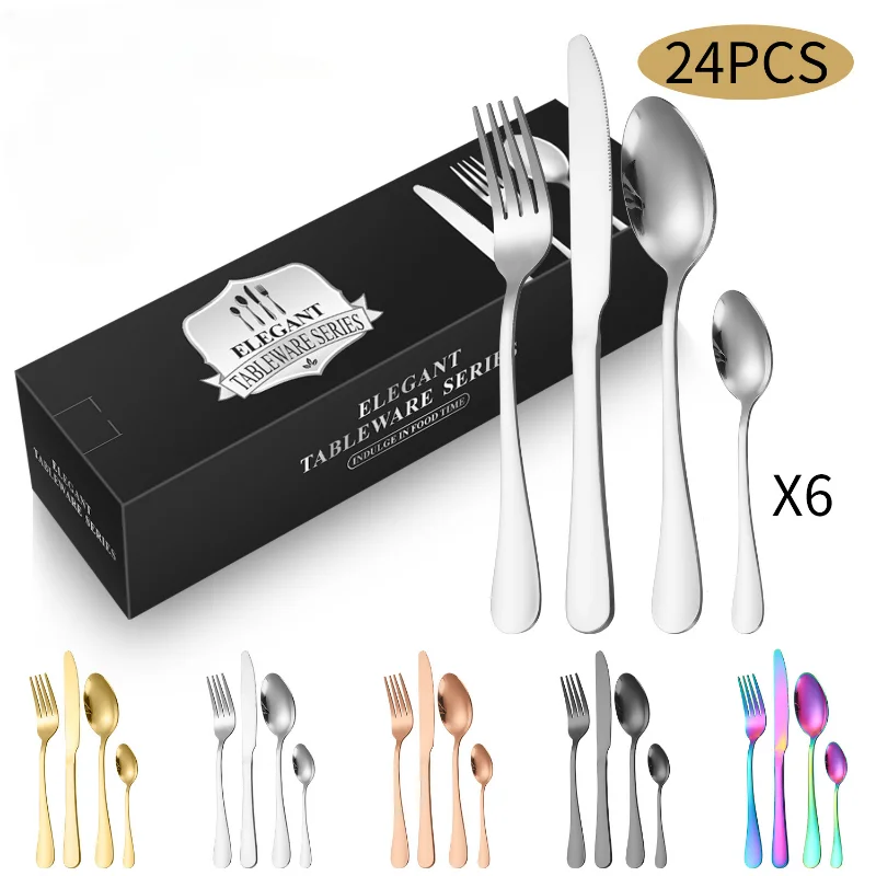24 Pcs Stainless Steel Flatware Cutlery Set Service for 6 People Kitchen Eating Utensil Set Knives Forks Spoons Dinner Tableware
24 Pcs Stainless Steel Flatware Cutlery Set Service for 6 People Kitchen Eating Utensil Set Knives Forks Spoons Dinner Tableware