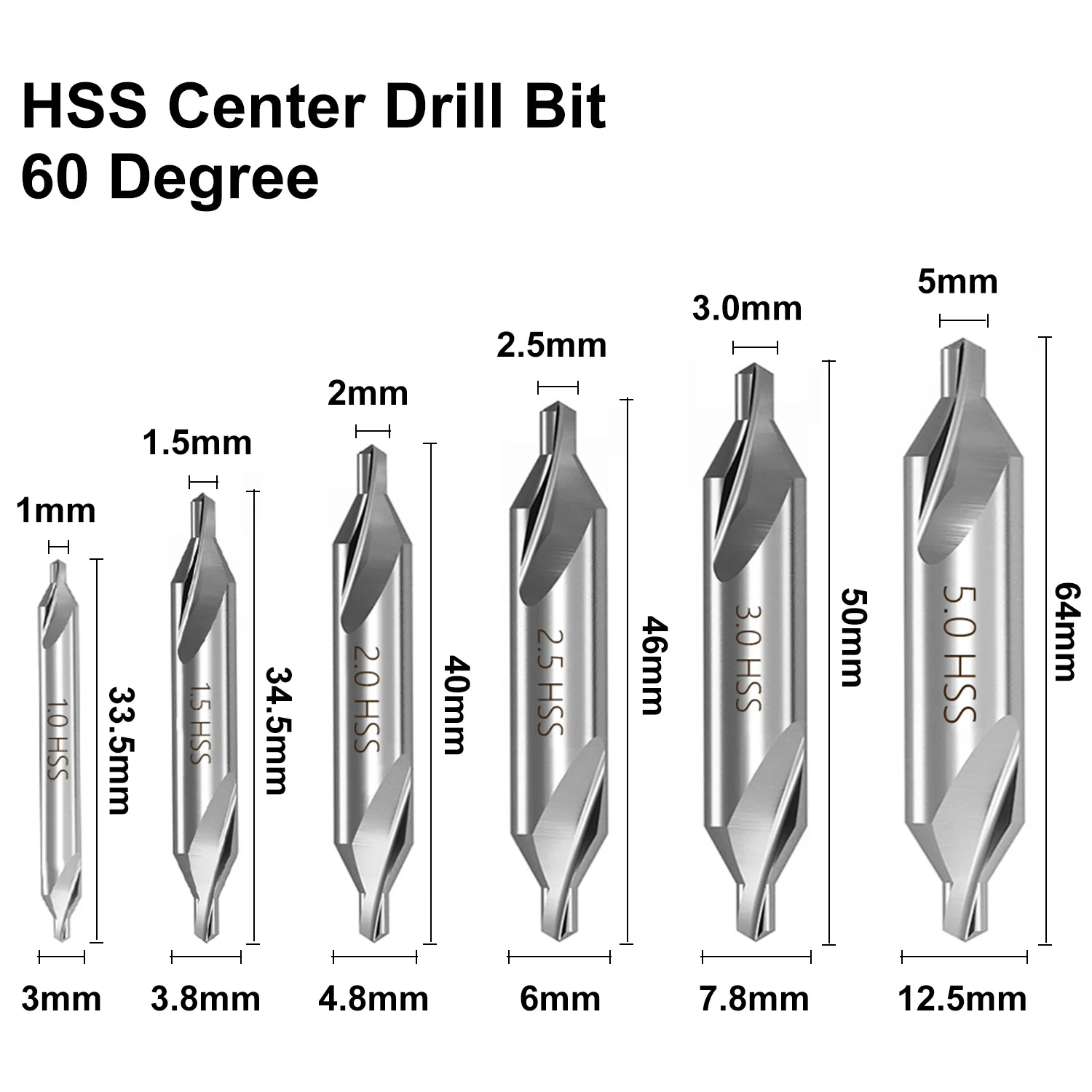 HSS High-Speed Center Drill Bit 60 Degrees Core Drill Bit Power Tool For Lathe Metalworking 1/1.5/2/2.5/3/3.15/4/5/6mm
HSS High-Speed Center Drill Bit 60 Degrees Core Drill Bit Power Tool For Lathe Metalworking 1/1.5/2/2.5/3/3.15/4/5/6mm