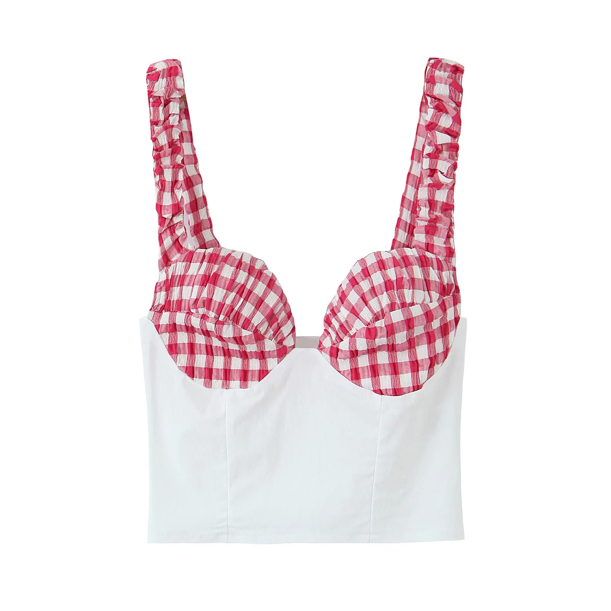 Cross-border women's clothing 2025 autumn new sweet and spicy style small checkered corset top 
Cross-border women's clothing 2025 autumn new sweet and spicy style small checkered corset top