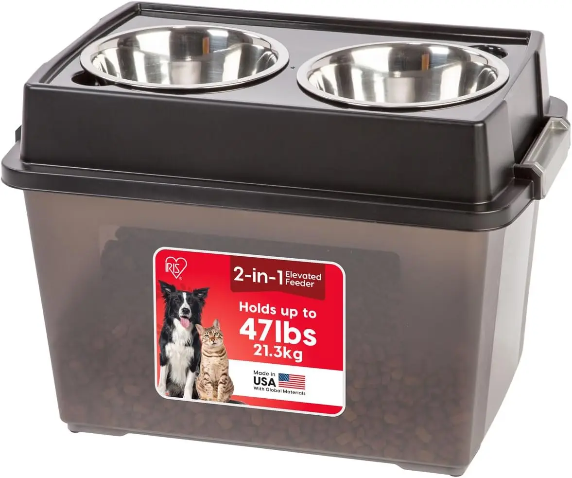 Elevated Dog Bowls for Large Dogs, 15" Height with Airtight Storage Holds 47 Lbs, Includes 2 Removable Stainless Steel Bowls
Elevated Dog Bowls for Large Dogs, 15" Height with Airtight Storage Holds 47 Lbs, Includes 2 Removable Stainless Steel Bowls