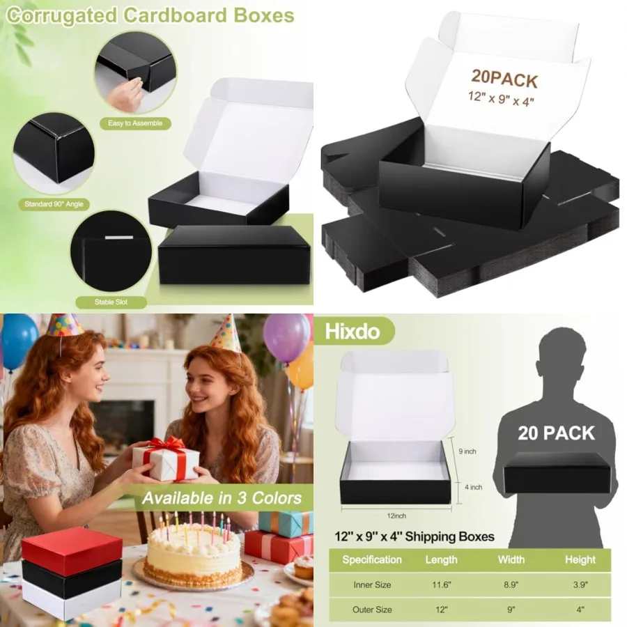 20 Pack Shipping Boxes 12x9x4 Inch, Large Corrugated Cardboard Boxes, Mailer Box for Small Business, Gift Packing, Mailing
20 Pack Shipping Boxes 12x9x4 Inch, Large Corrugated Cardboard Boxes, Mailer Box for Small Business, Gift Packing, Mailing