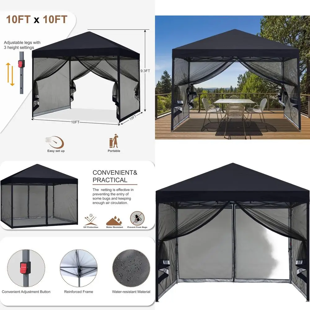 Уличный черный шатер 10x10 с сетчатыми стенками
Уличный черный шатер 10x10 с сетчатыми стенками
