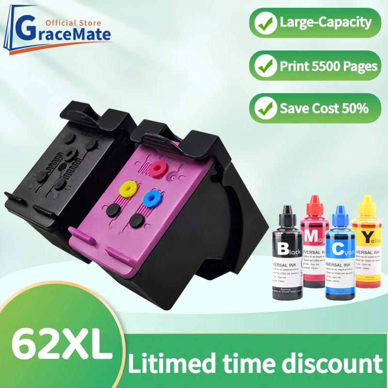 62XL Refillable CISS Ink Cartridge Compatible HP 62 HP62 for HP Envy 5540 5640 7640 5646 5541 5642 5644 5740 5742 5745 200 250
62XL Refillable CISS Ink Cartridge Compatible HP 62 HP62 for HP Envy 5540 5640 7640 5646 5541 5642 5644 5740 5742 5745 200 250
