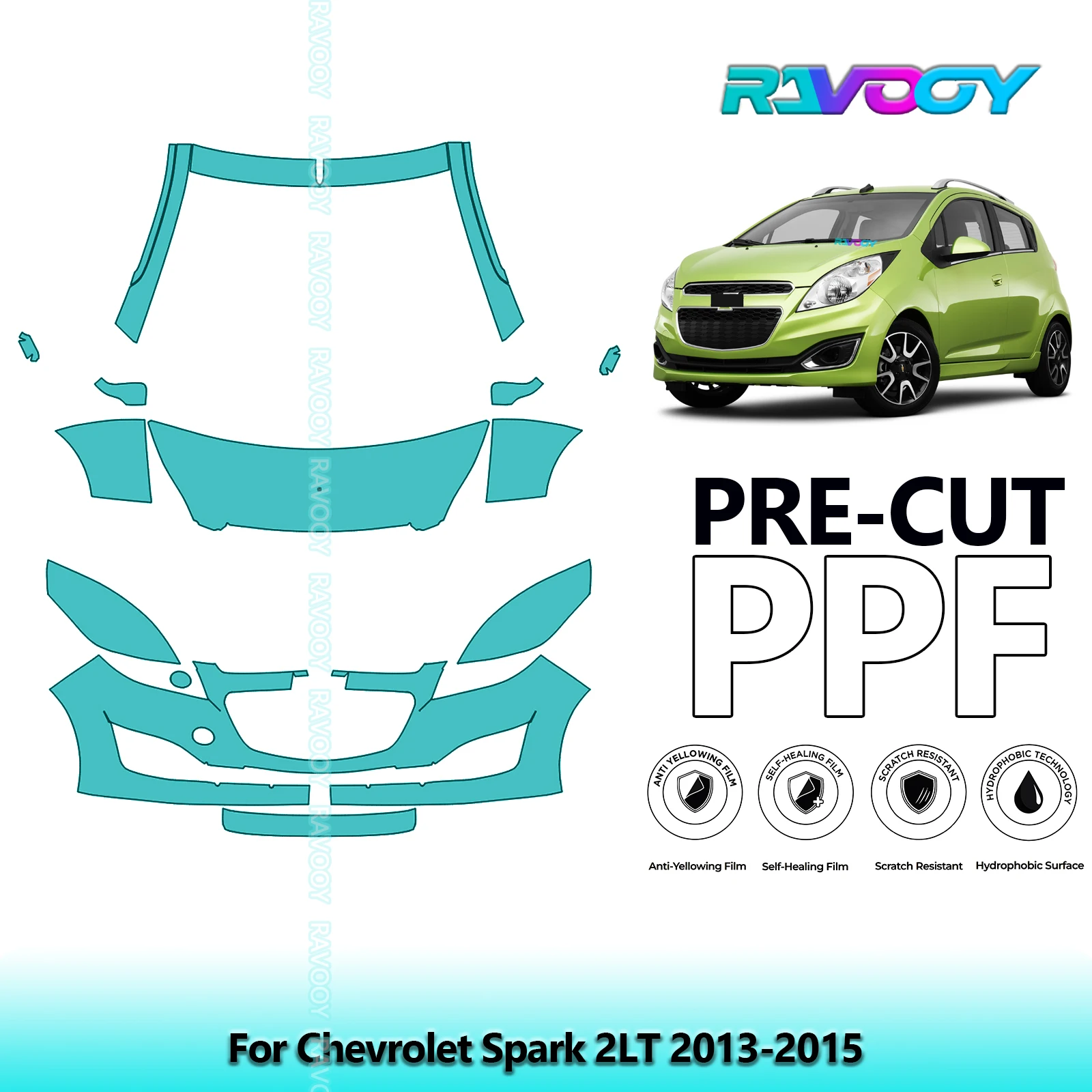 8.5Mil Precut Paint Protection Film PPF Clear Bra Front Kit For Chevrolet Spark 2LT 2013-2015
8.5Mil Precut Paint Protection Film PPF Clear Bra Front Kit For Chevrolet Spark 2LT 2013-2015