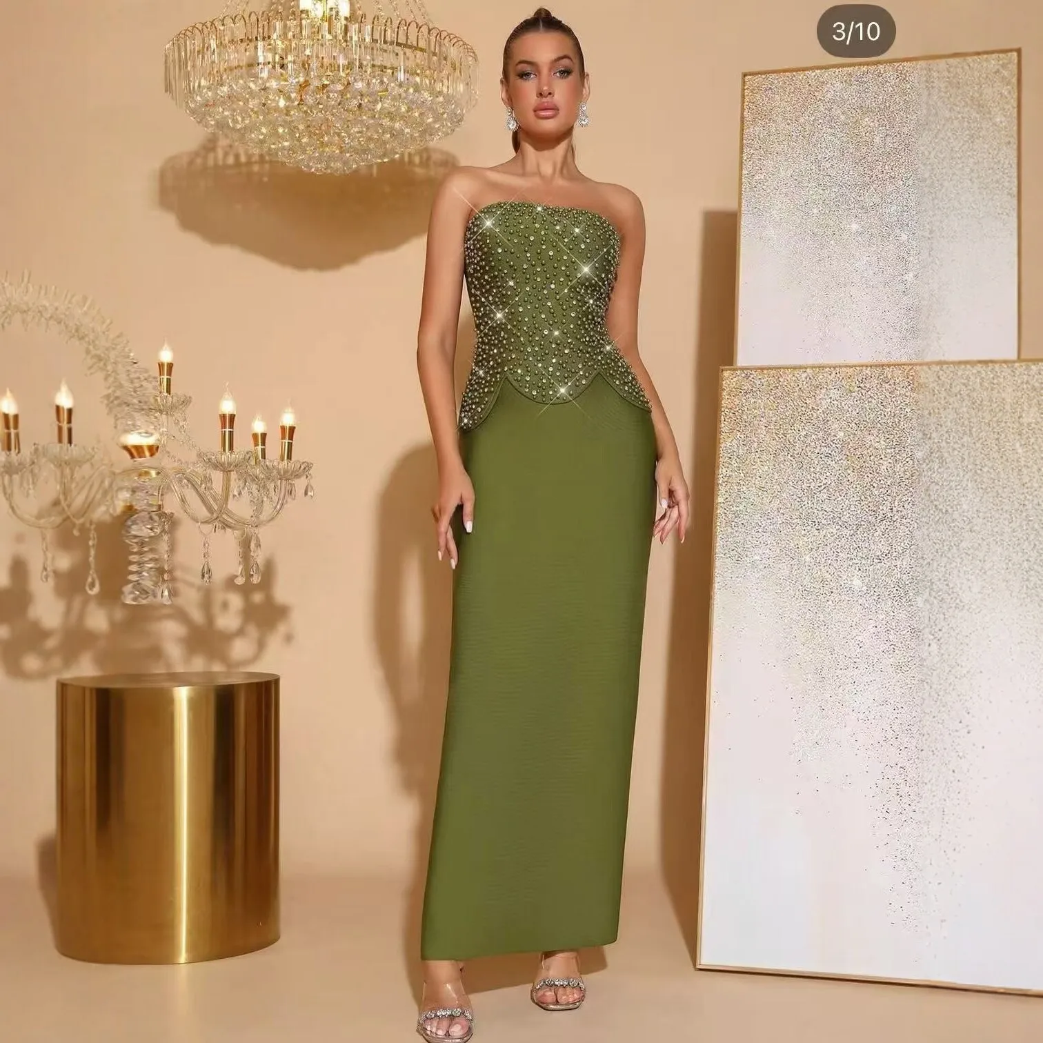 Diamond Embellished Slimming Two-Piece Dress Sexy Strapless Evening Gown for Ladies High Waist Summer Season
Diamond Embellished Slimming Two-Piece Dress Sexy Strapless Evening Gown for Ladies High Waist Summer Season