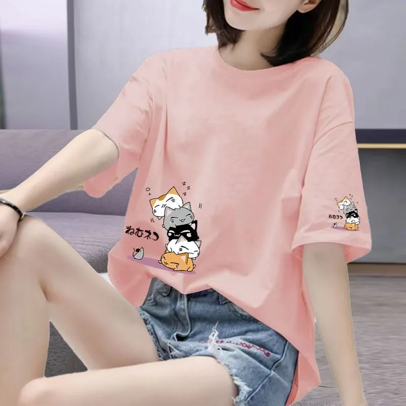 Casual Fashion Loose Simplicity Elegant Trend Printing O-neck Top Tee Short Sleeve Fashion LadiesTemperament Summer Pullover
Casual Fashion Loose Simplicity Elegant Trend Printing O-neck Top Tee Short Sleeve Fashion LadiesTemperament Summer Pullover