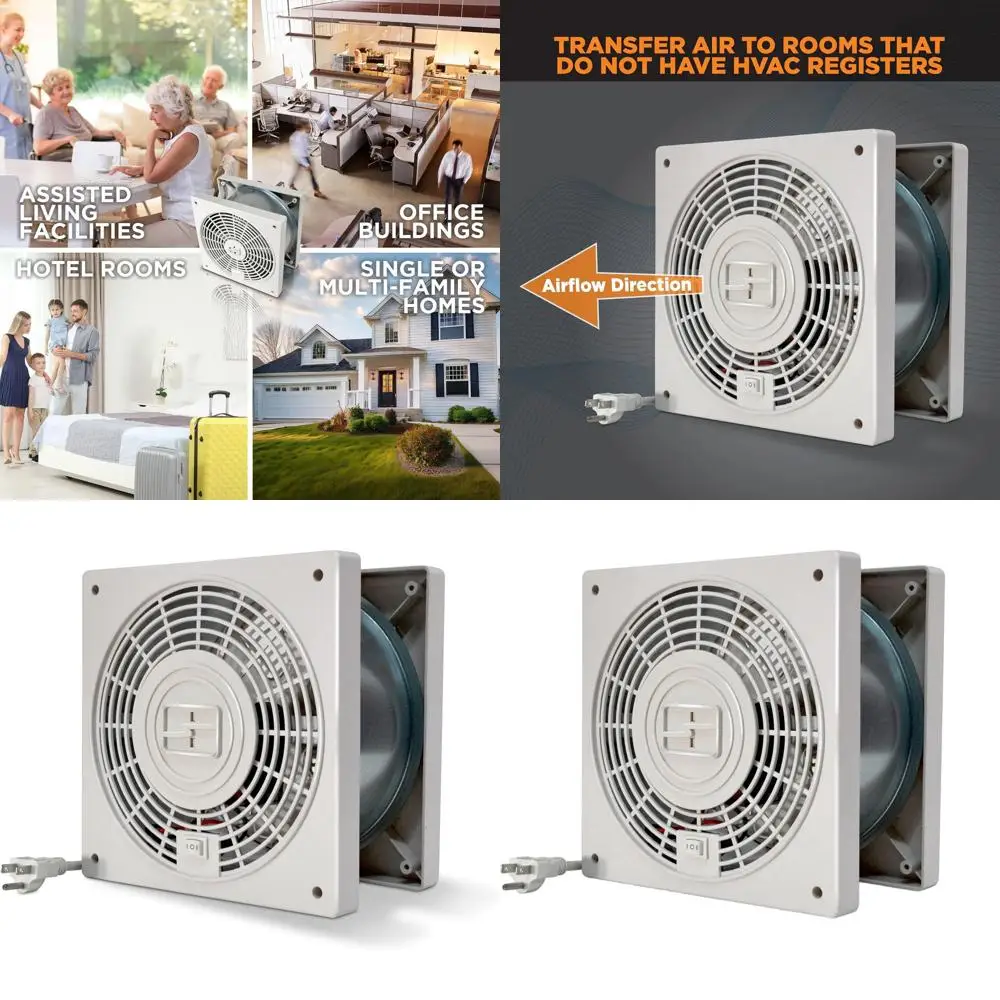 Room-to-Room Air Transfer Fan - Silent Operation for Enhanced Ventilation in 100-275 Sq. Ft. Rooms | 10ft Power Cord, 2-Speed Op
Room-to-Room Air Transfer Fan - Silent Operation for Enhanced Ventilation in 100-275 Sq. Ft. Rooms | 10ft Power Cord, 2-Speed Op