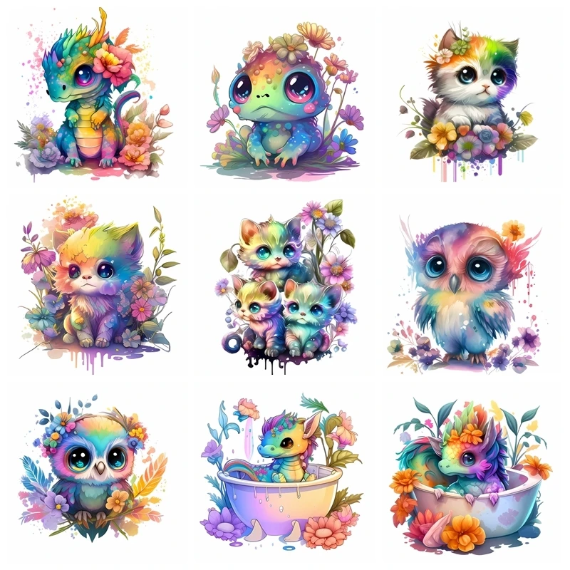 Colorful Dinosaur Frog Cat and Dog Heat Transfer for Clothes Stickers Children's clothing Iron-On Transfers T-Shirts DIY
Colorful Dinosaur Frog Cat and Dog Heat Transfer for Clothes Stickers Children's clothing Iron-On Transfers T-Shirts DIY