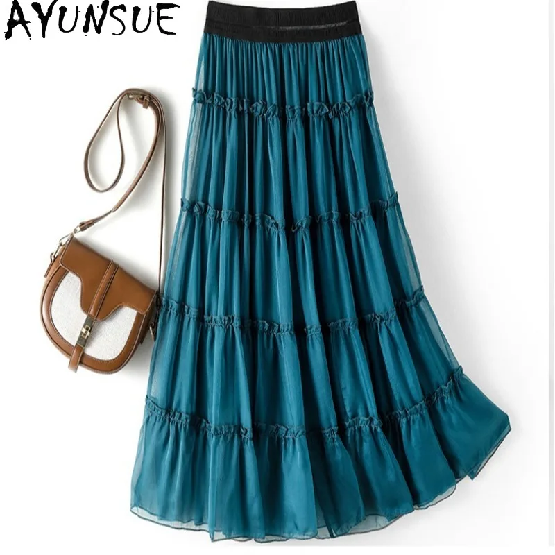 AYUNSUE Natural Silk Women's Skirts Solid Elastic Waist Skirts for Women Stylish Multiple Ruffles Skirt Woman Clothes Ropa Mujer
AYUNSUE Natural Silk Women's Skirts Solid Elastic Waist Skirts for Women Stylish Multiple Ruffles Skirt Woman Clothes Ropa Mujer