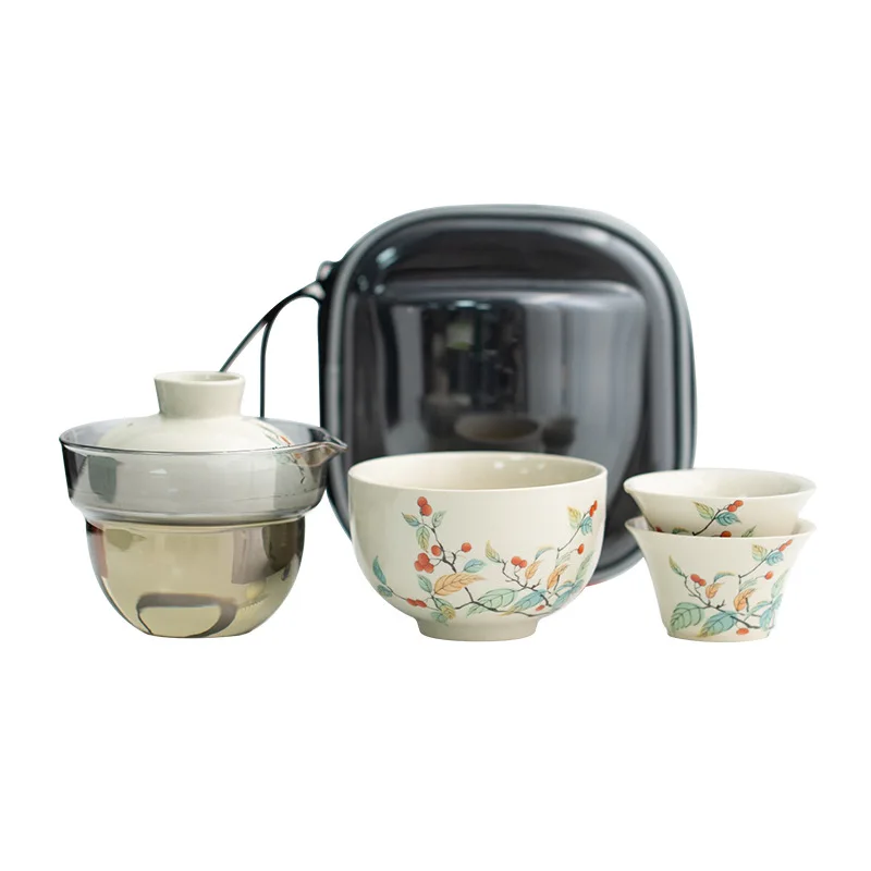 Portable travel tea set, outdoor camping fast, brewing cup, with compact suitcase 
Portable travel tea set, outdoor camping fast, brewing cup, with compact suitcase