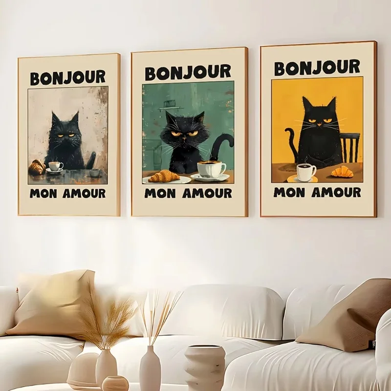 Black Cat Breakfast Posters Prints Retro Style Bonjour Canvas Painting for Dining Room or Bedroom Wall Art Home Decoration
Black Cat Breakfast Posters Prints Retro Style Bonjour Canvas Painting for Dining Room or Bedroom Wall Art Home Decoration