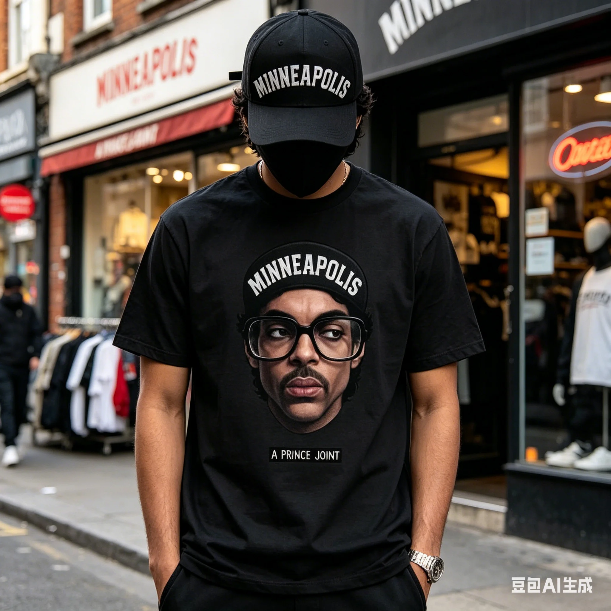Men's "Minneapolis A Prince Joint" Portrait Graphic T-Shirt, Black Streetwear Tee
Men's "Minneapolis A Prince Joint" Portrait Graphic T-Shirt, Black Streetwear Tee